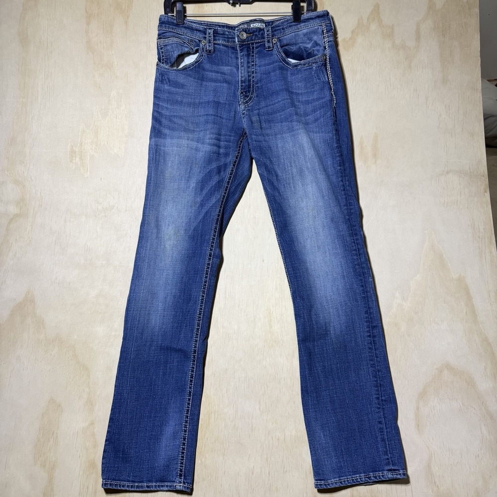 BKE Nolan Men’s Jeans 32R Straight Relaxed Fit Blue Denim Medium Wash Buckle